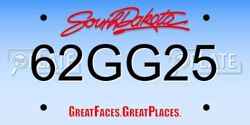 62GG25 South Dakota License Plate