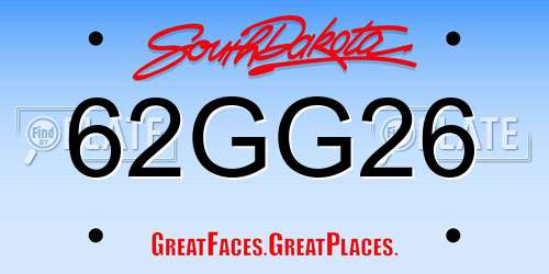 62GG26 South Dakota License Plate