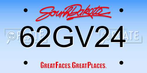 62GV24 South Dakota License Plate
