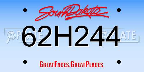 62H244 South Dakota License Plate