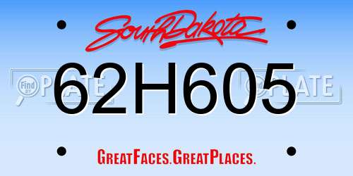 62H605 South Dakota License Plate