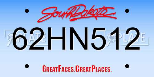 62HN512 South Dakota License Plate