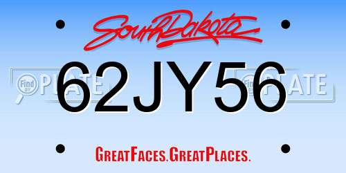 62JY56 South Dakota License Plate