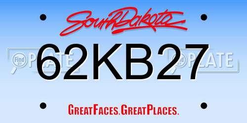 62KB27 South Dakota License Plate