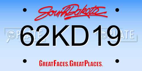62KD19 South Dakota License Plate