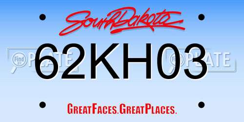 62KH03 South Dakota License Plate
