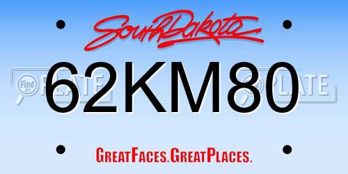 62KM80 South Dakota License Plate