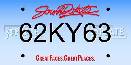 62KY63 South Dakota License Plate