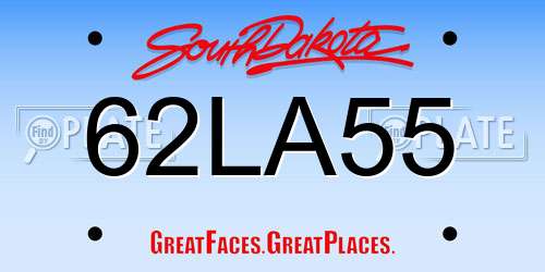 62LA55 South Dakota License Plate