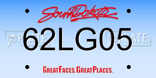 62LG05 South Dakota License Plate