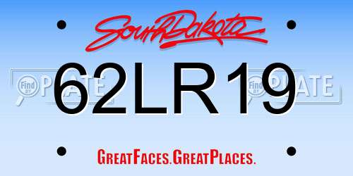 62LR19 South Dakota License Plate