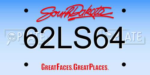 62LS64 South Dakota License Plate