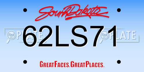 62LS71 South Dakota License Plate