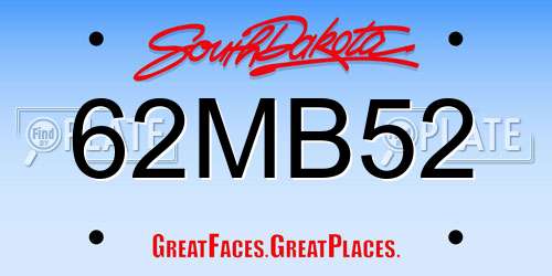 62MB52 South Dakota License Plate