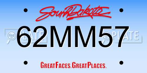 62MM57 South Dakota License Plate