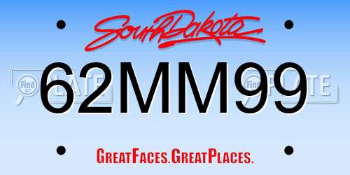 62MM99 South Dakota License Plate