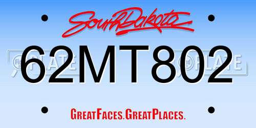 62MT802 South Dakota License Plate