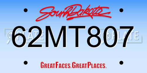 62MT807 South Dakota License Plate