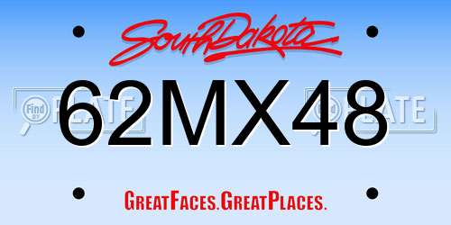62MX48 South Dakota License Plate