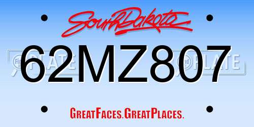 62MZ807 South Dakota License Plate