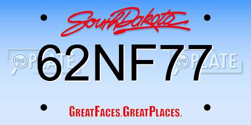 62NF77 South Dakota License Plate