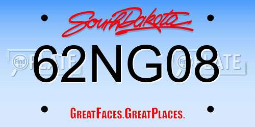62NG08 South Dakota License Plate