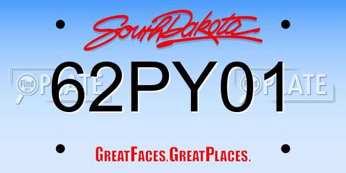 62PY01 South Dakota License Plate