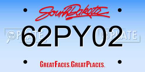 62PY02 South Dakota License Plate