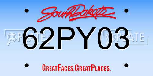 62PY03 South Dakota License Plate