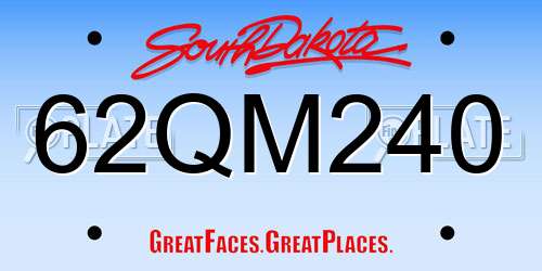 62QM240 South Dakota License Plate