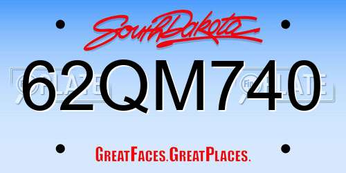 62QM740 South Dakota License Plate