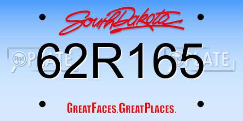 62R165 South Dakota License Plate