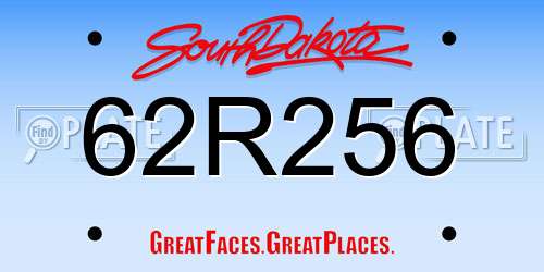 62R256 South Dakota License Plate