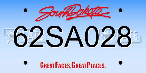 62SA028 South Dakota License Plate