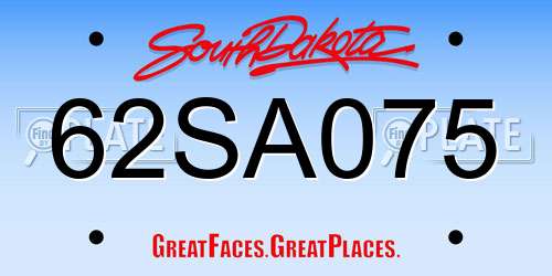 62SA075 South Dakota License Plate