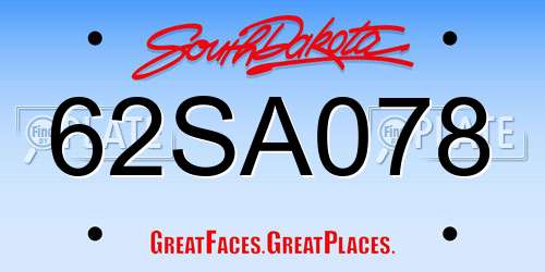 62SA078 South Dakota License Plate