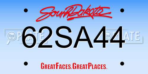 62SA44 South Dakota License Plate