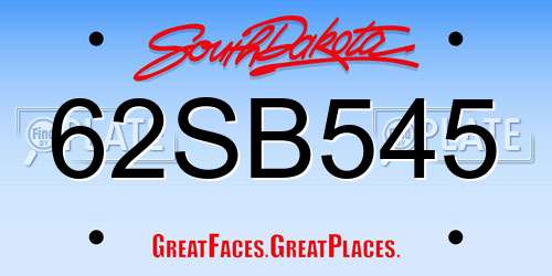 62SB545 South Dakota License Plate