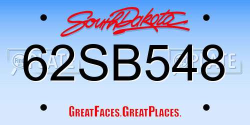 62SB548 South Dakota License Plate