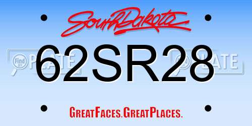 62SR28 South Dakota License Plate