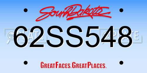 62SS548 South Dakota License Plate