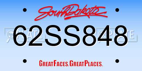 62SS848 South Dakota License Plate