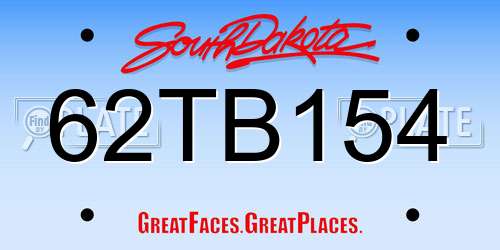 62TB154 South Dakota License Plate