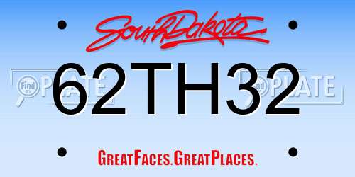 62TH32 South Dakota License Plate