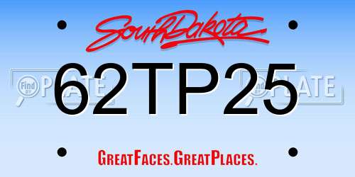 62TP25 South Dakota License Plate