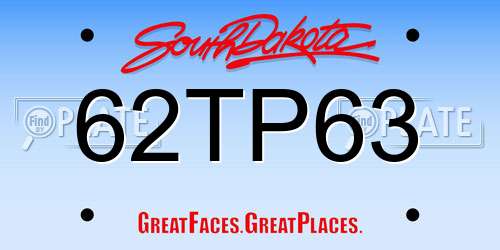 62TP63 South Dakota License Plate