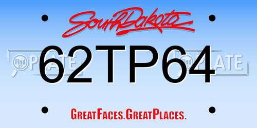 62TP64 South Dakota License Plate