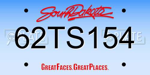 62TS154 South Dakota License Plate
