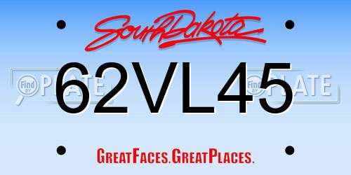 62VL45 South Dakota License Plate