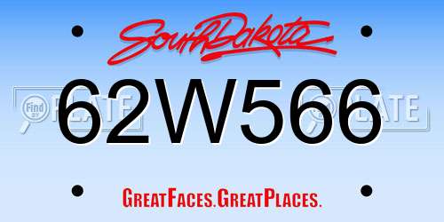 62W566 South Dakota License Plate